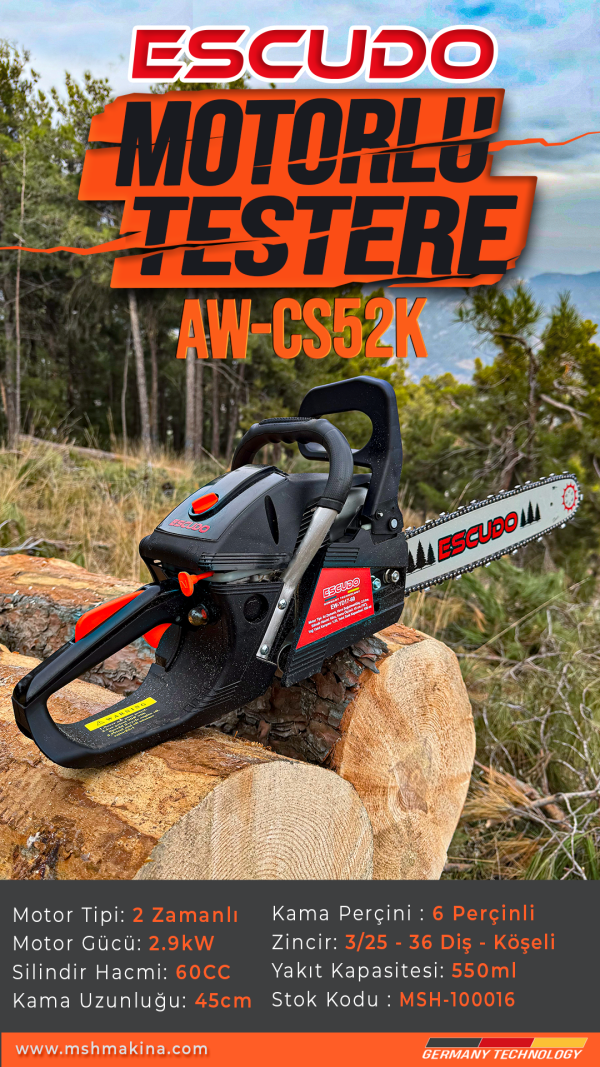 ESCUDO EW-YD17-60 Siyah Motorlu Testere - Görsel 6