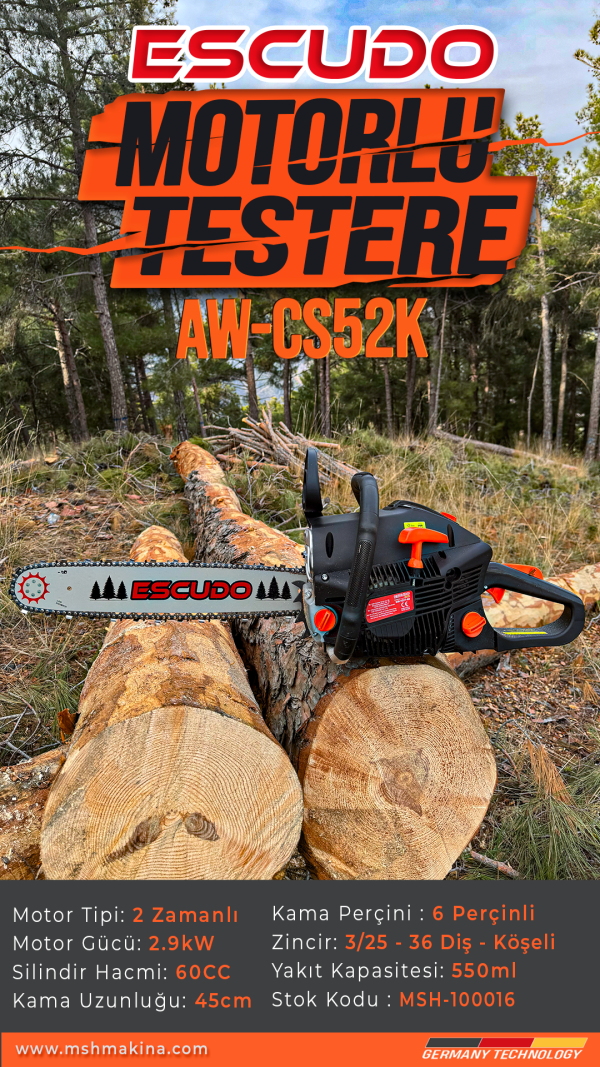 ESCUDO EW-YD17-60 Siyah Motorlu Testere - Görsel 7